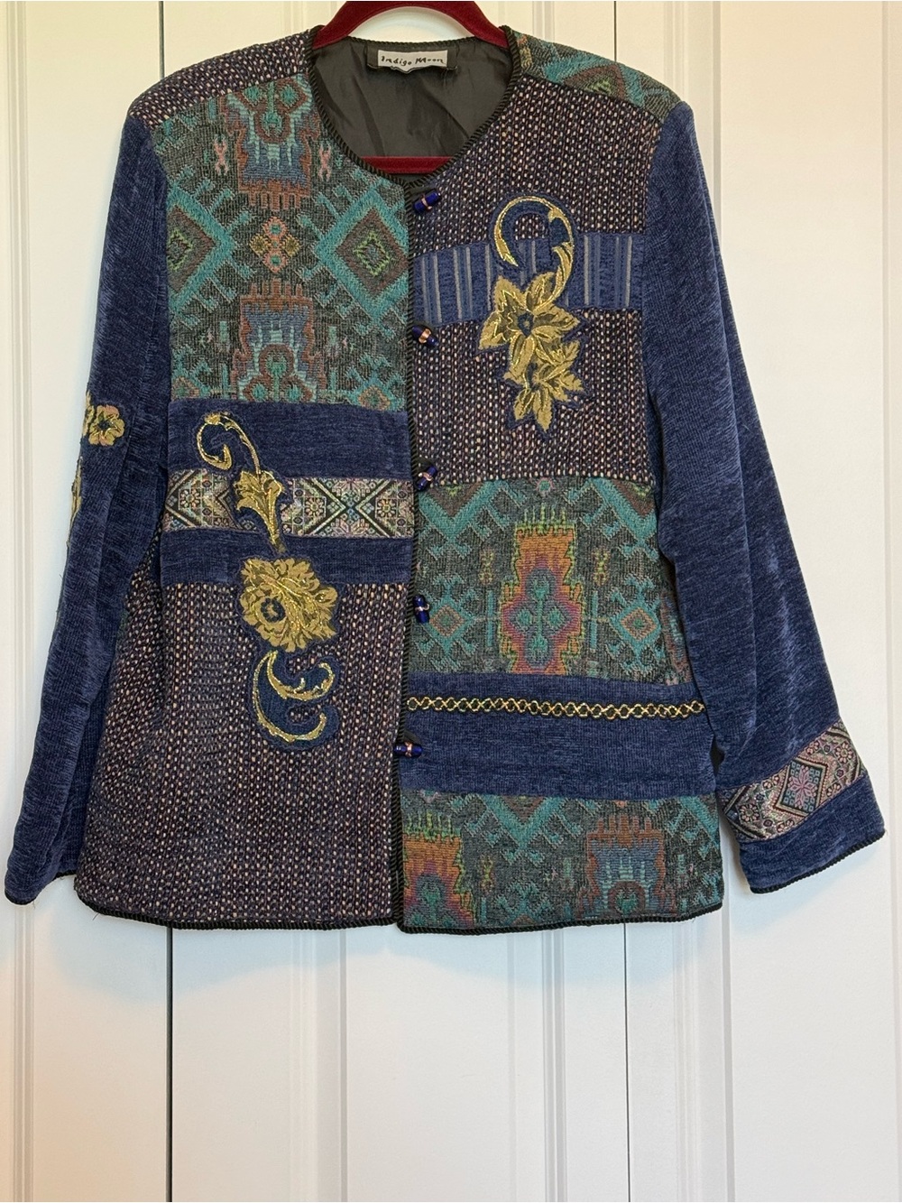 Indigo Moon Boho Patchwork Blue Embroidered Jacket - Indigo Multi